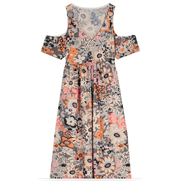 Ring Top Boho-Chic Cold Shoulder Smocked Maxi Dress - Picture 2 of 2